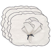 Decotique Gia textilset 4 bordstabletter + 4 servetter, vit/blå
