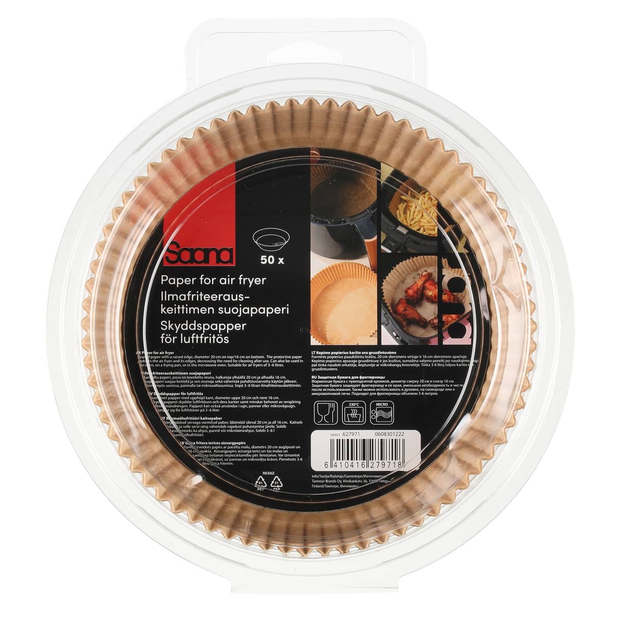 Bakepapir til airfryer 20x16 cm, 50 stk