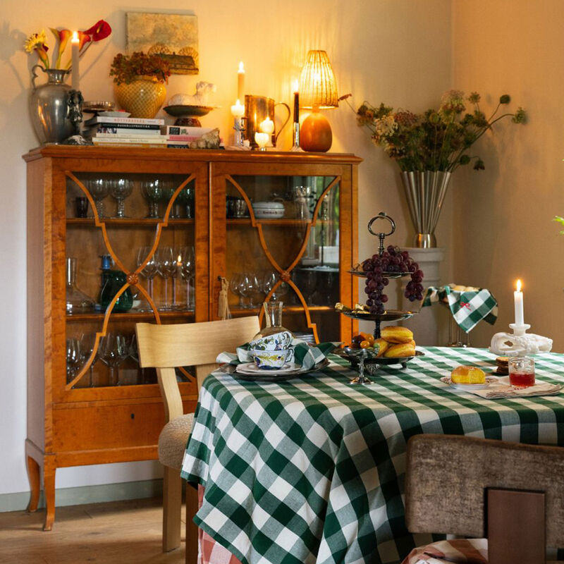 Elsa Bow servietter 40 × 40 cm, 4-pakning, grønn/beige