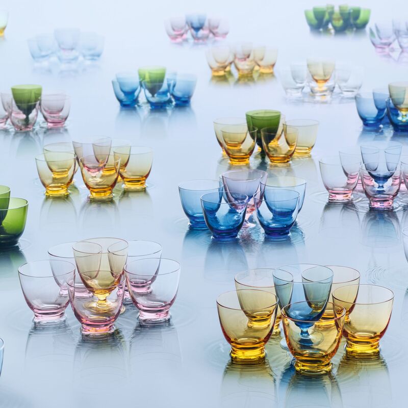 Flow vattenglas på fot 35 cl., blå