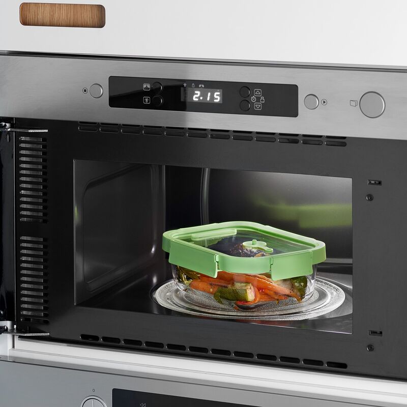 Kvadratisk matlåda 3-delar, glas/grön