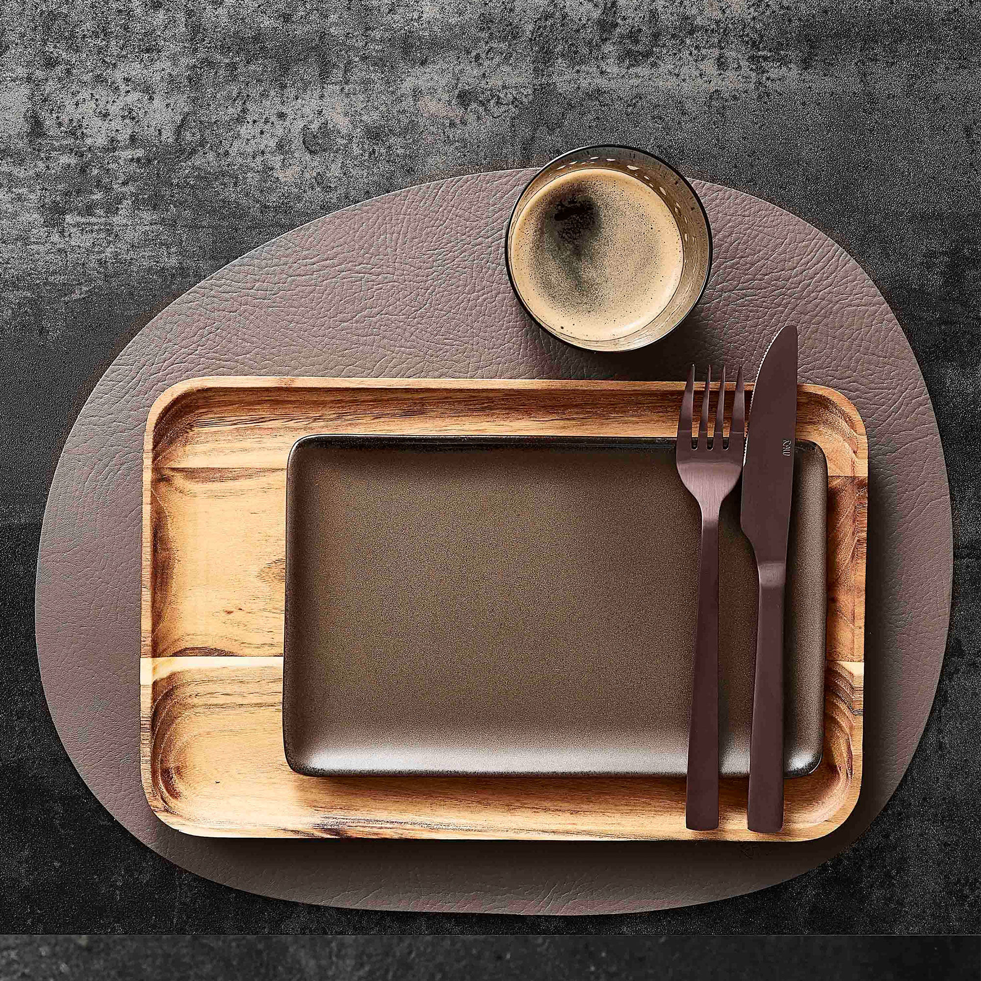 RAW återvunnet läder bordstablett, dusty rose