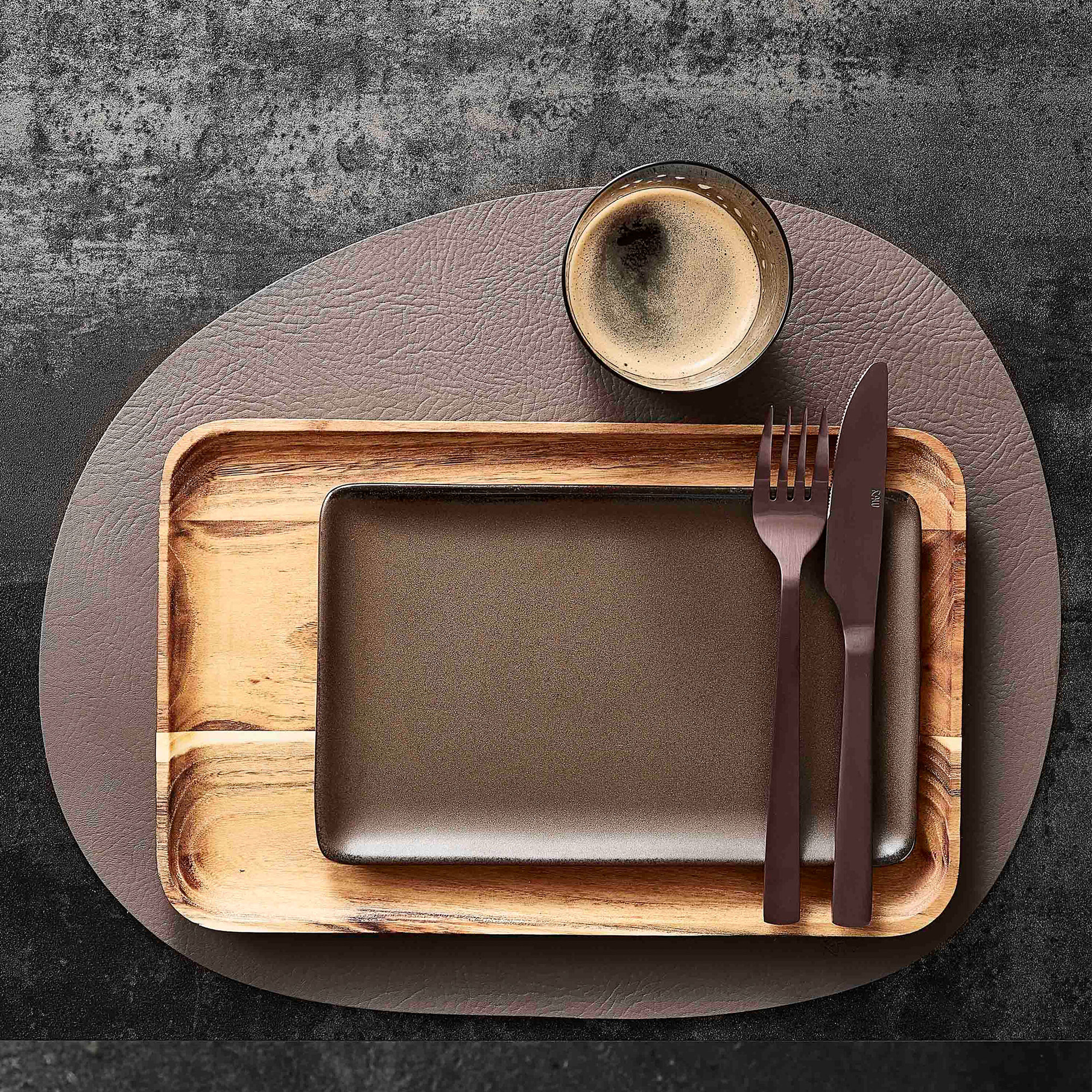 RAW återvunnet läder bordstablett, dusty rose