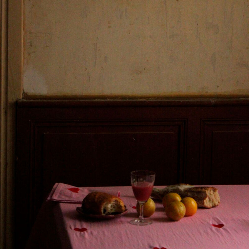 Midnatt Pink Hearts duk 180×145 cm, rosa