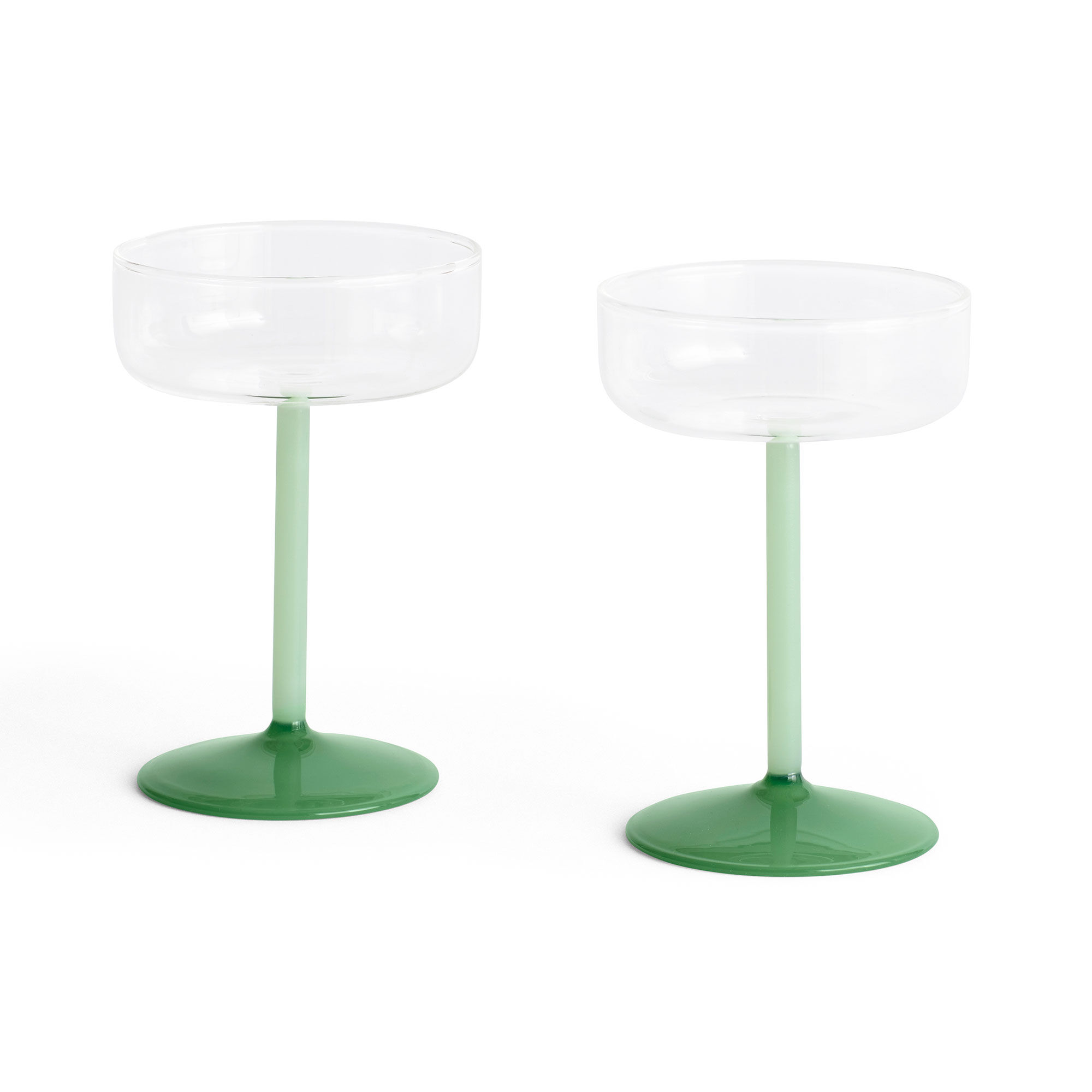 HAY Tint coupéglas 2-pack, klar/ljus jadegrön/mörk jadegrön
