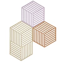 Hexagon grytunderlägg 3 st, lupin/sand