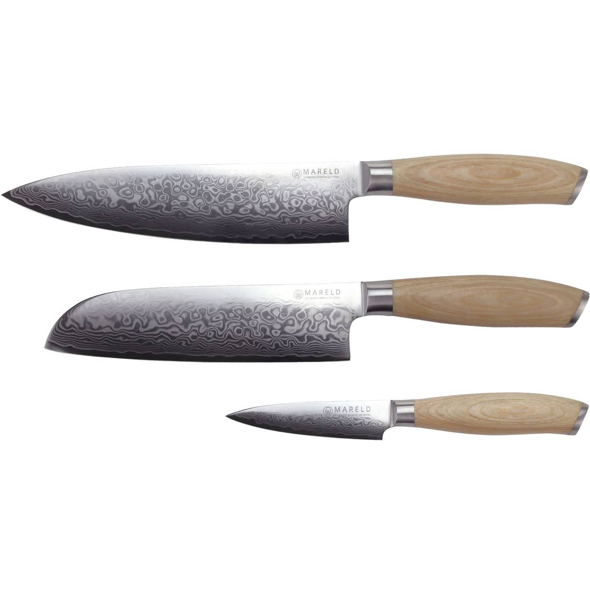 Akio Santoku knivset, 3 knivar