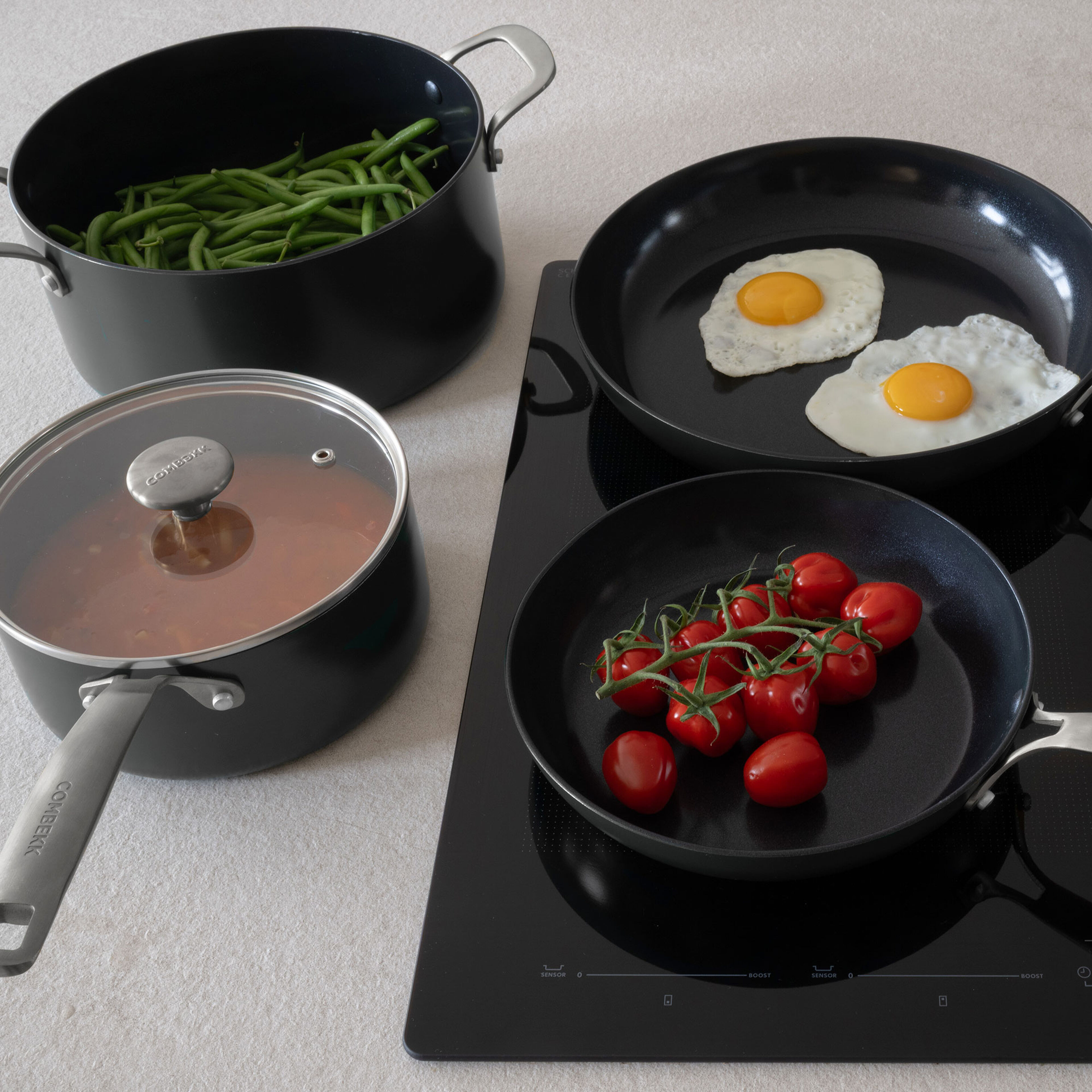 Combekk Stegepande- og kasserollesæt 10 dele, sort