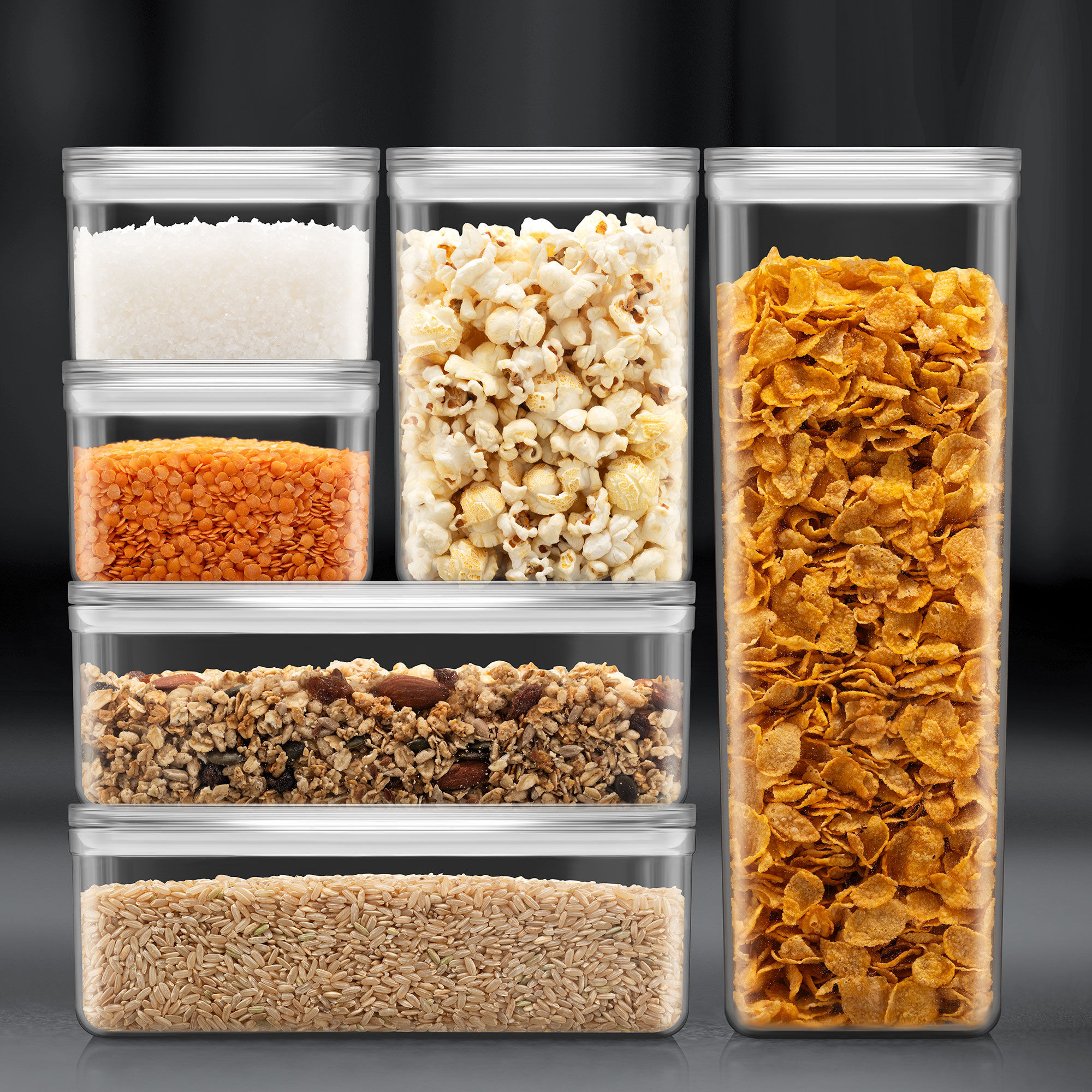 Canteen oppbevaringsbokser 6 deler, transparent