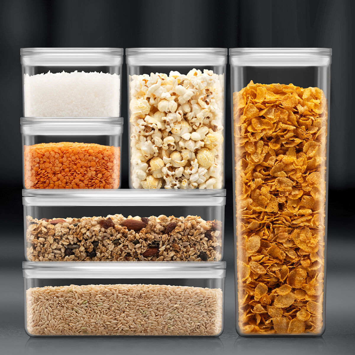 Canteen oppbevaringsbokser 6 deler, transparent