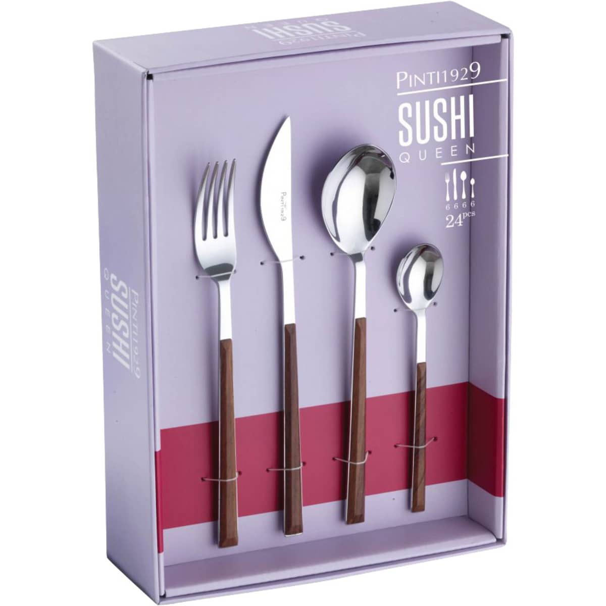 Sushi Queen bestickset 24 delar, mahogny