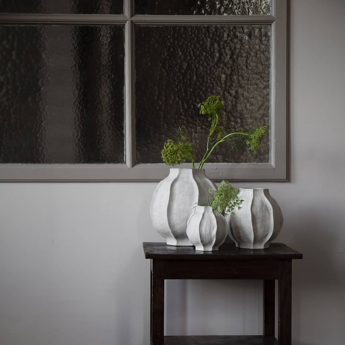 Vase stentøj 24 cm, naturhvidt