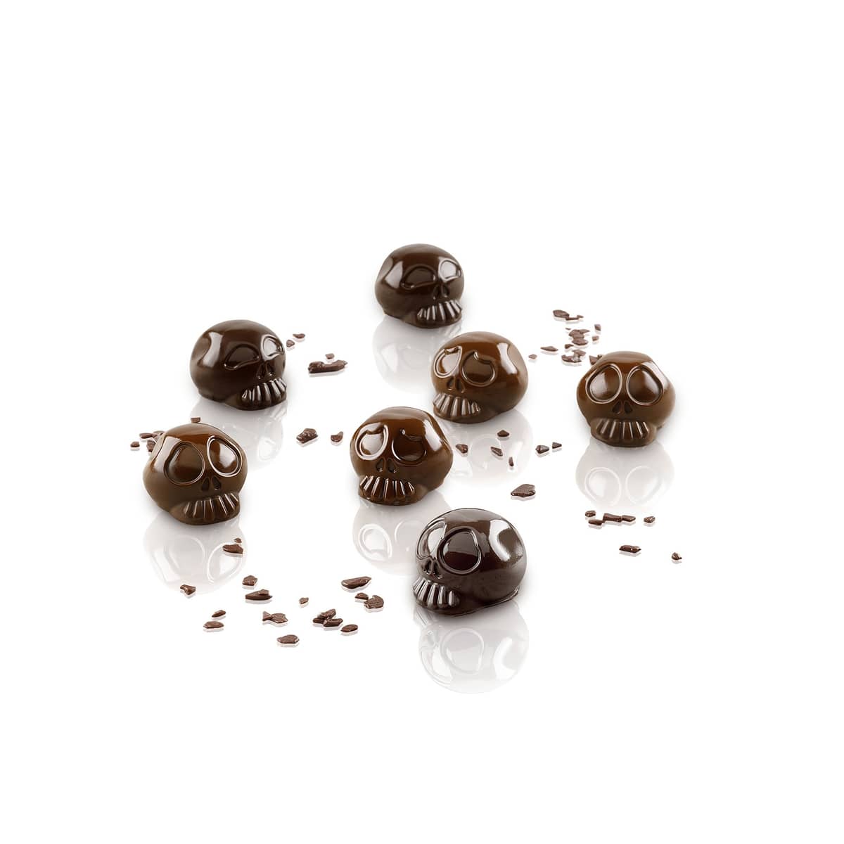 Silikoneform Chokolade Kranie, Ø 3cm.