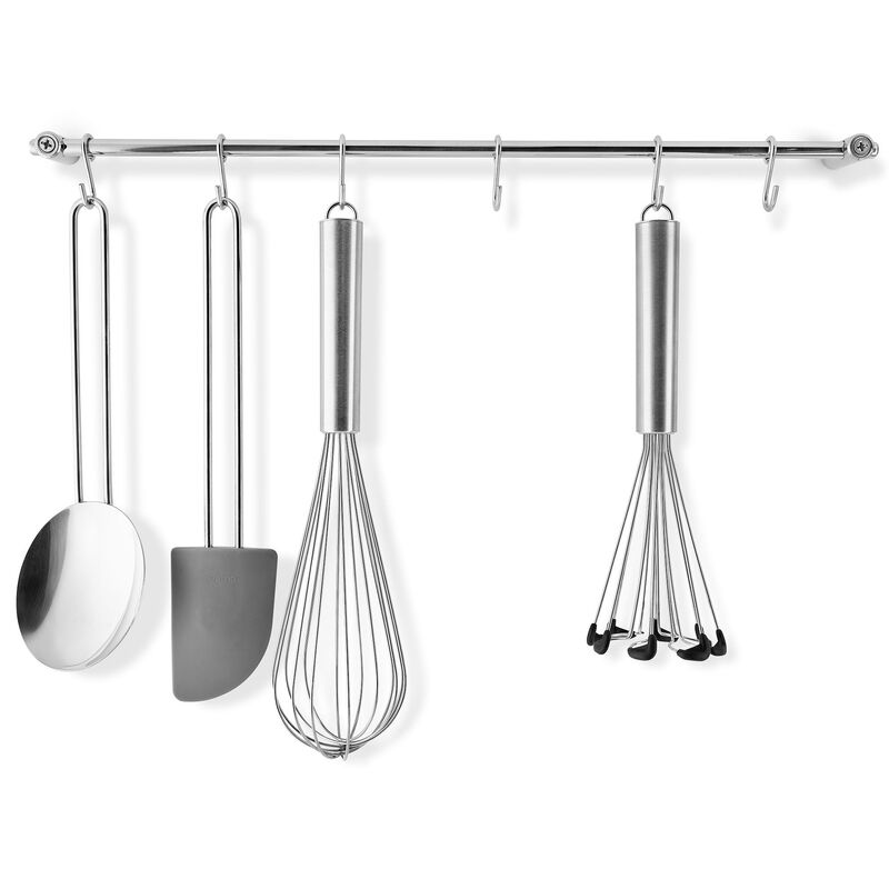 Köksstång med S-krokar 40 cm, rostfritt stål