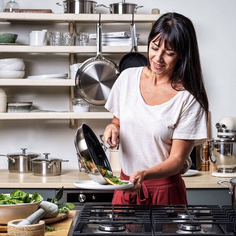 Sæt med stegepander 20 cm + 24 cm + 28 cm, rustfrit stål