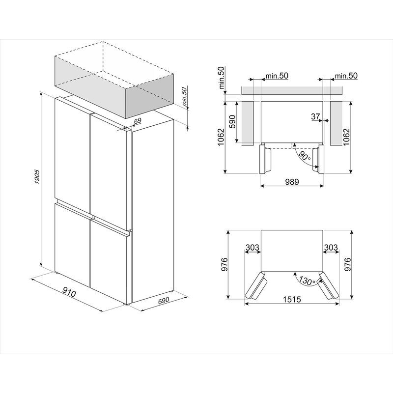 FQI60KD French Door kylskåp, svart
