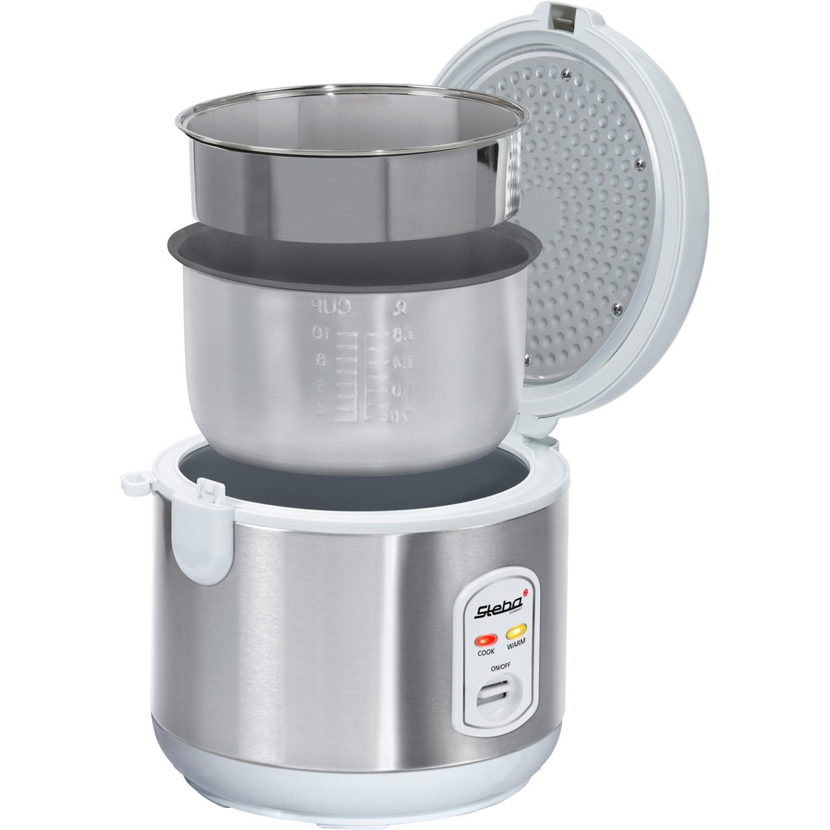 Riskoger, 1,8 liter, stål/hvid