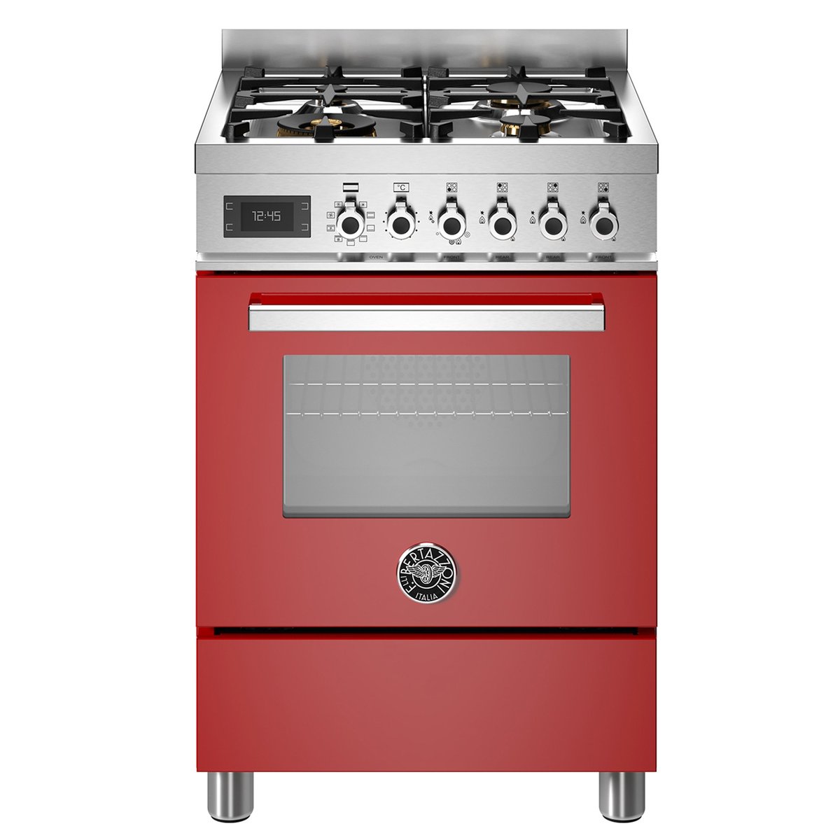 PRO64L1EROT Professional gaskomfur med ovn, 60 cm, rød