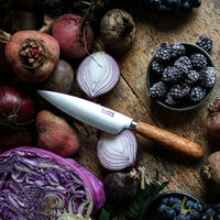 Køkkenkniv 13 cm, rustfrit stål/oliventræ