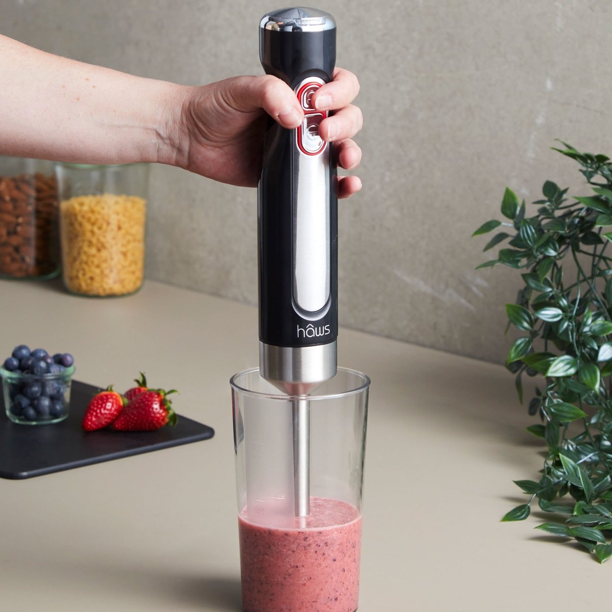 SBT100 Ledningsfri stavblender med beholder, sort/rustfrit stål