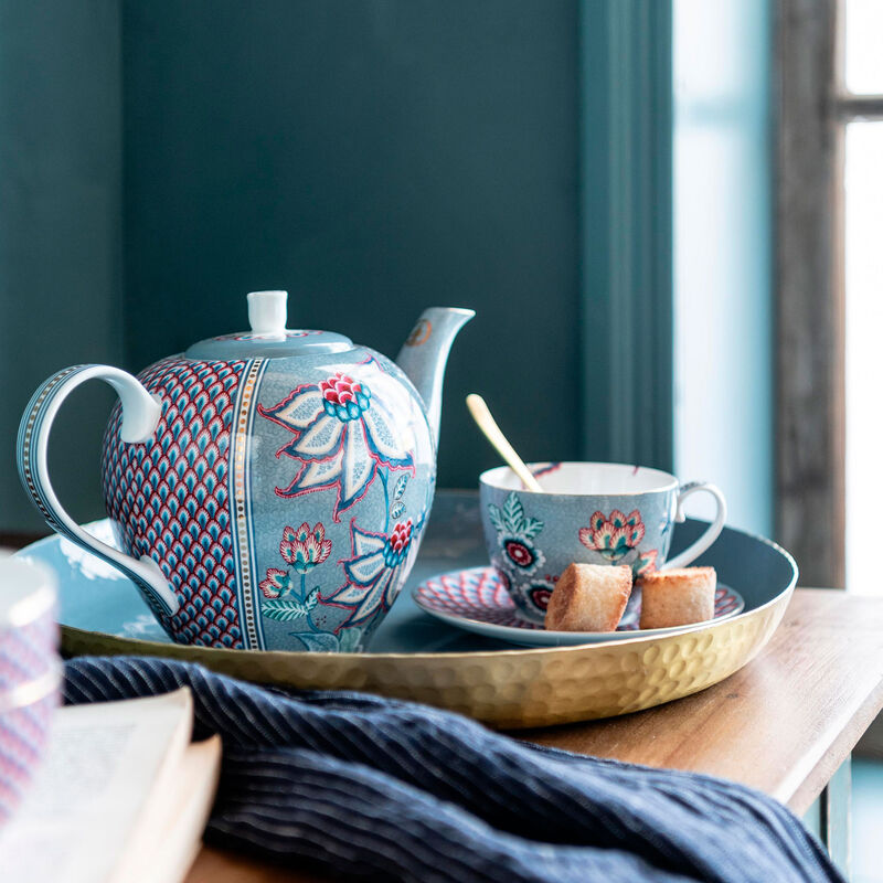 PIP Studio Flower Festival cappuccinokopp 2-pakning, blå