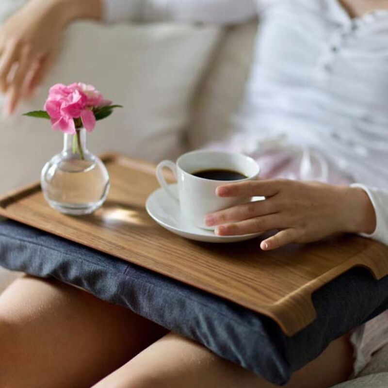 Mini Laptray -tarjotin, saksanpähkinä/harmaa