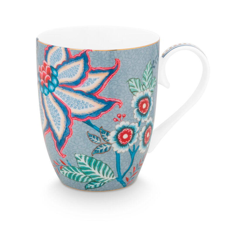 PIP Studio Flower Festival krus 35 cl 2-pakning, blå