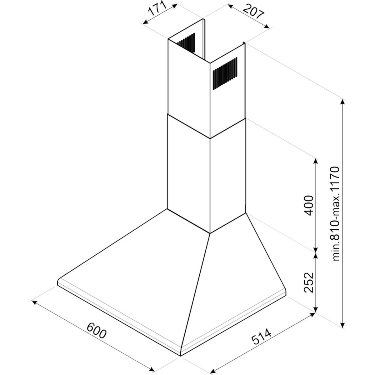 KSED65NEE 60cm Universal Vægmonteret Emhætte, Sort