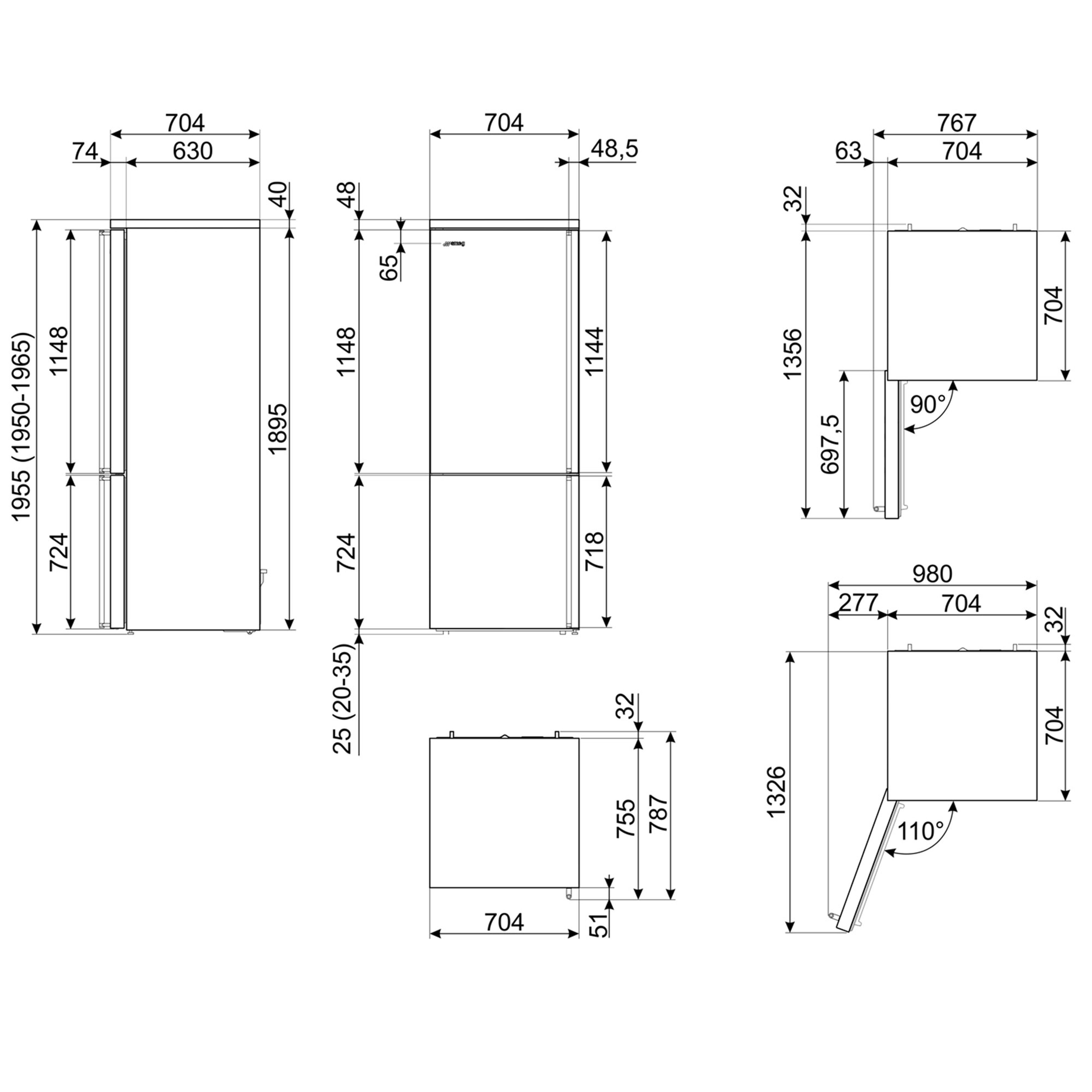 Smeg FA3905LX6 Kombiskap venstrehengslet 70 cm, rustfritt stål