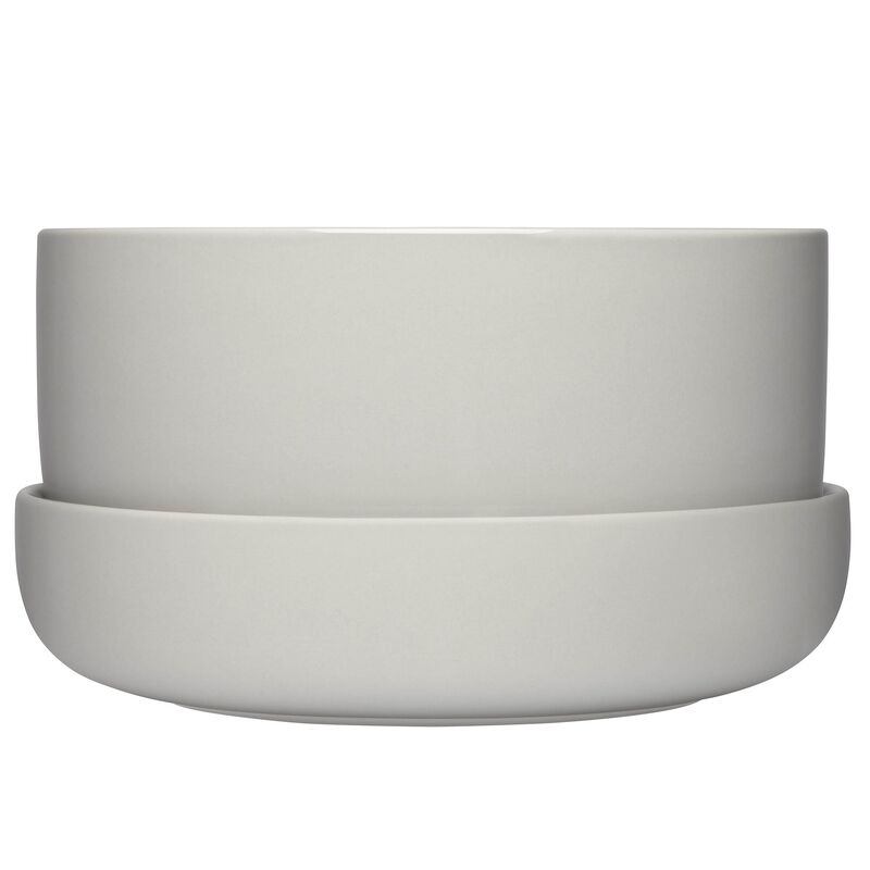 Nappula urtepotte med underskål 24 x 13 cm, lysegrå