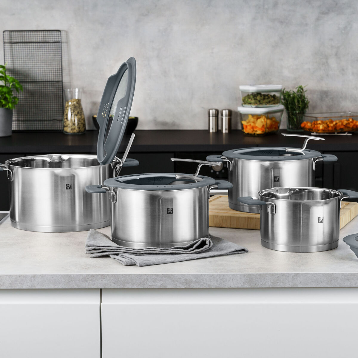 Simplify grytset 4 delar + 4 lock, rostfritt stål