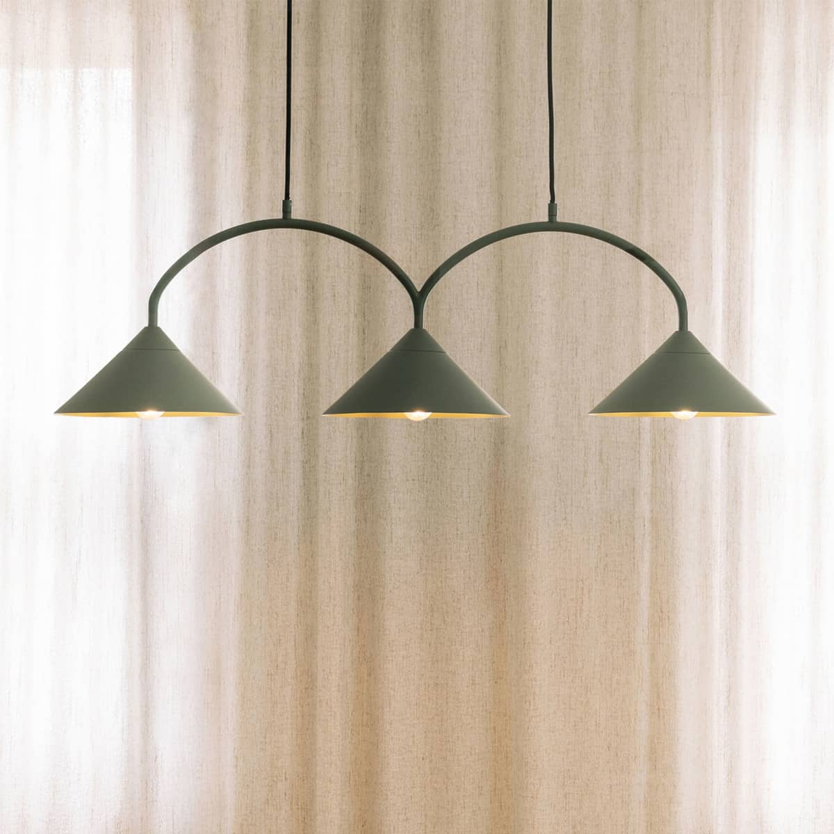 Pendel Curve 3 lampe, grøn