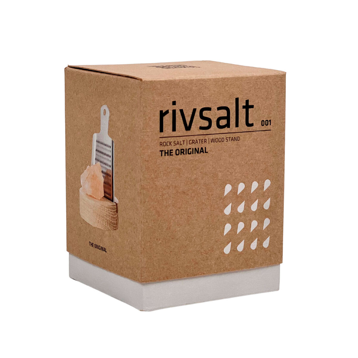Rivsalt Original sæt med rivejern, saltsten og bordstativ i eg