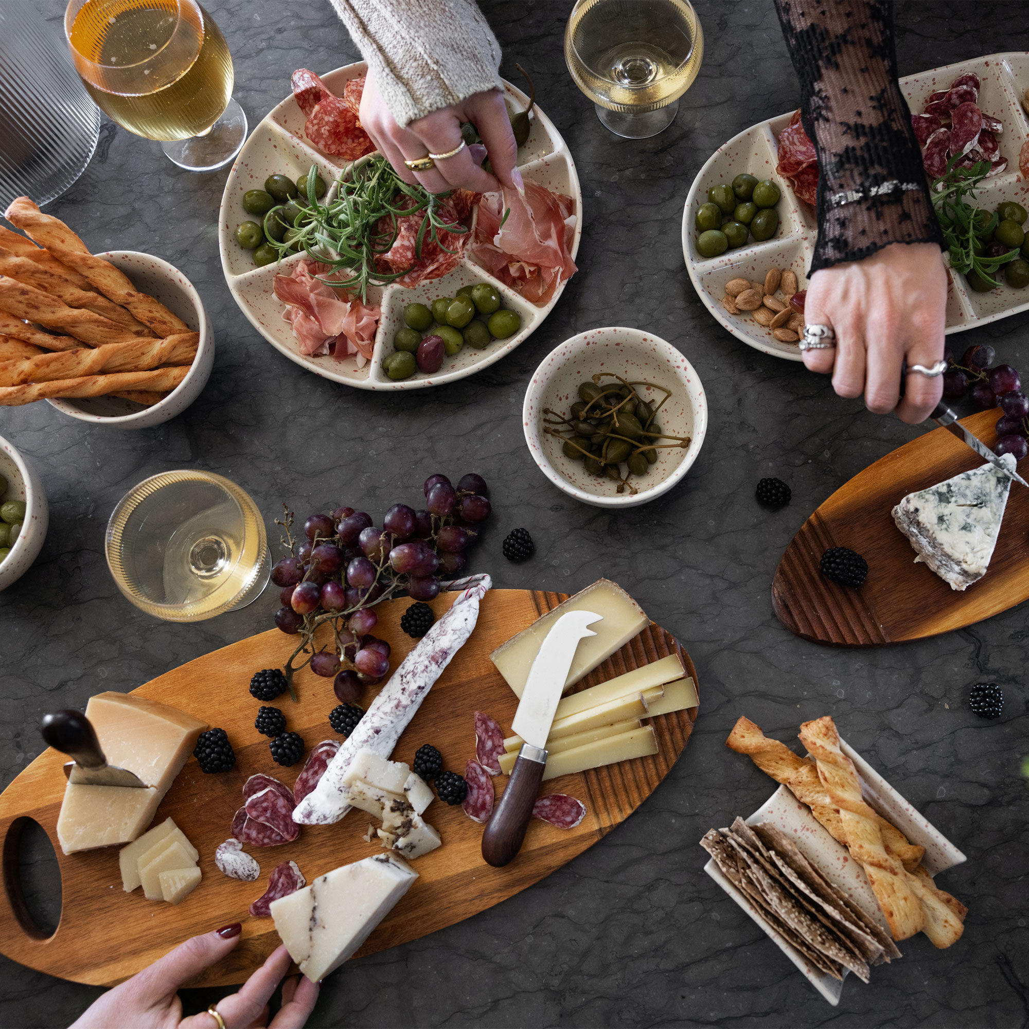 Ditte serveringsfad, beige/bordeaux