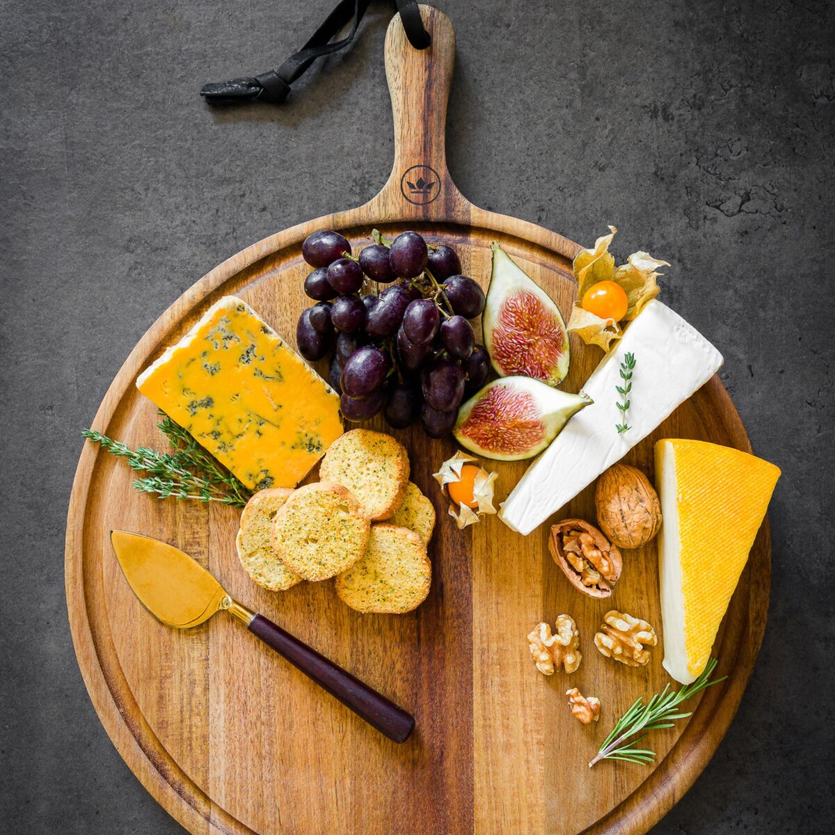 Rund skärbräda 35 cm, akacia