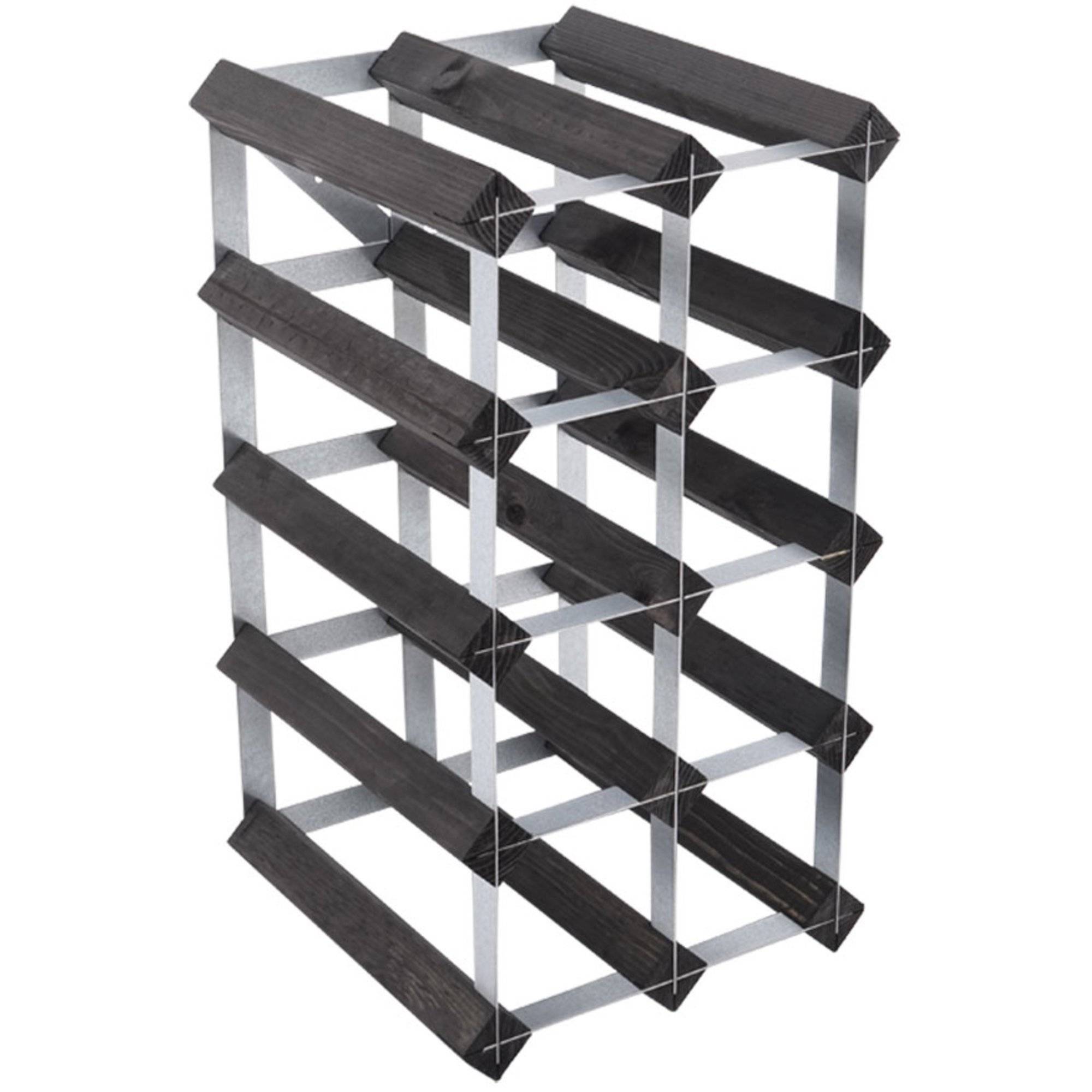 Alternativ bild 0 för Traditional Wine Racks Vinställ Påbyggnadsbart 12 Flaskor Black Ash