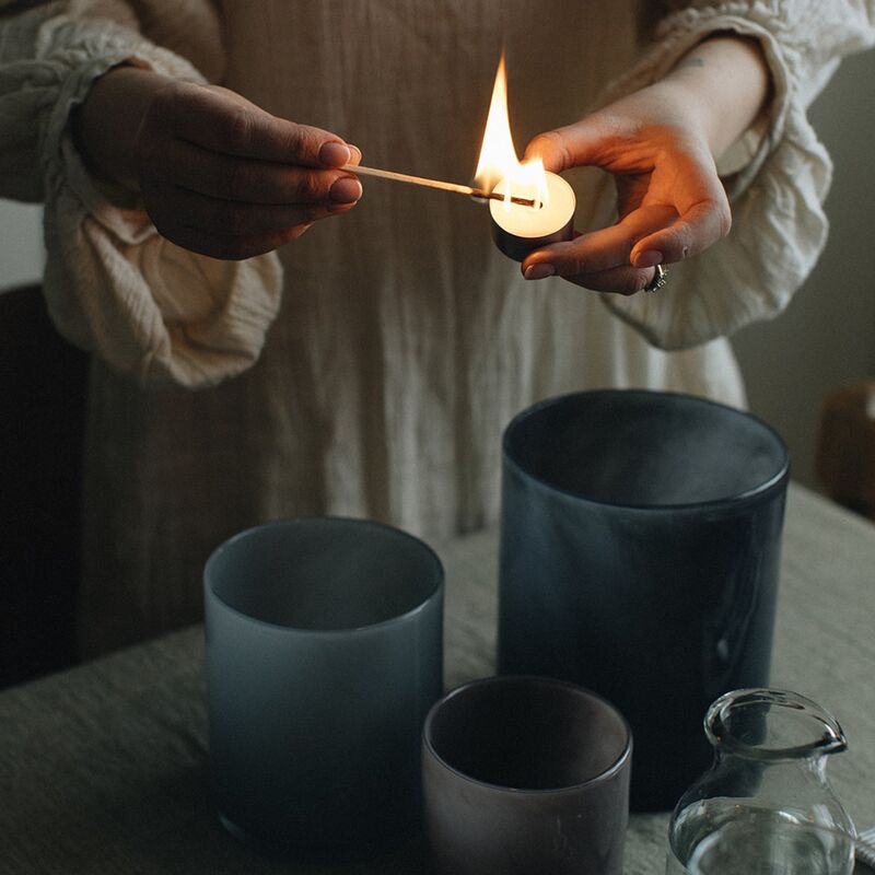 Lyric-kynttilälyhty large, dark grey