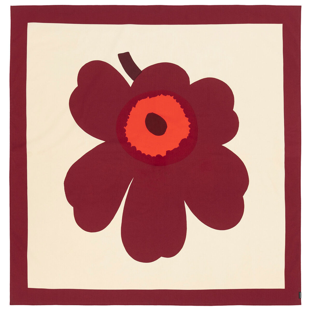 Unikko pöytäliina 140 × 140 cm, vanilja/viininpunainen/punainen