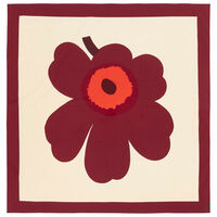 Unikko pöytäliina 140 × 140 cm, vanilja/viininpunainen/punainen