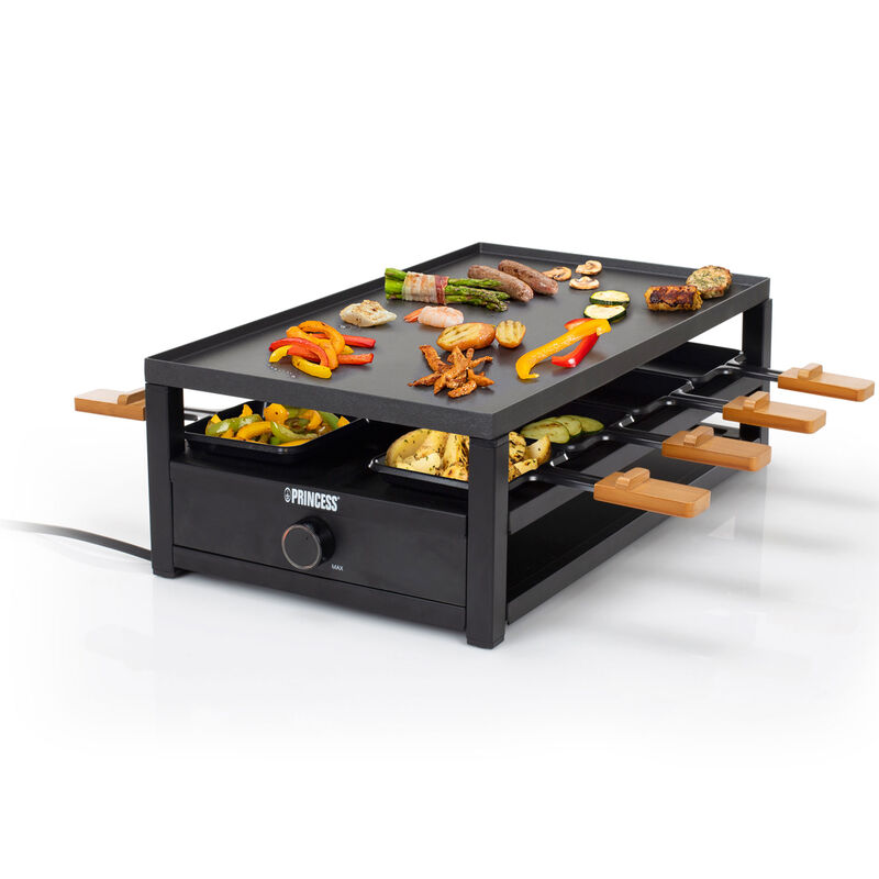 Prinsesse Black Steel Raclette, 8 personer