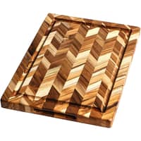 Skärbräda i teak 46 cm x 26 cm, fiskbensmönster