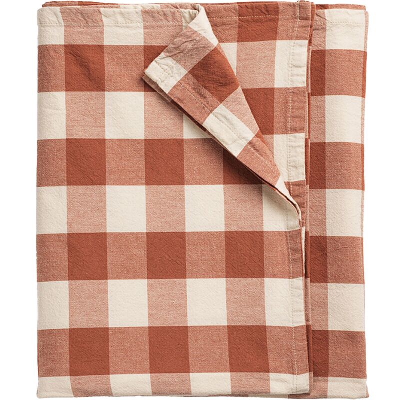 Bertel bordsduk 250x145 cm, brun/aprikos