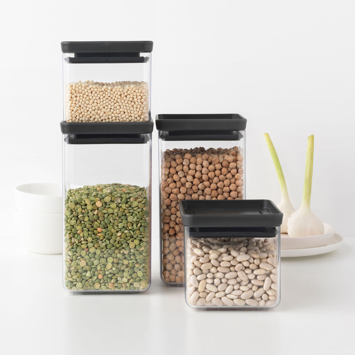 Tasty+ förvaringsburkar 4 st, mörkgrå