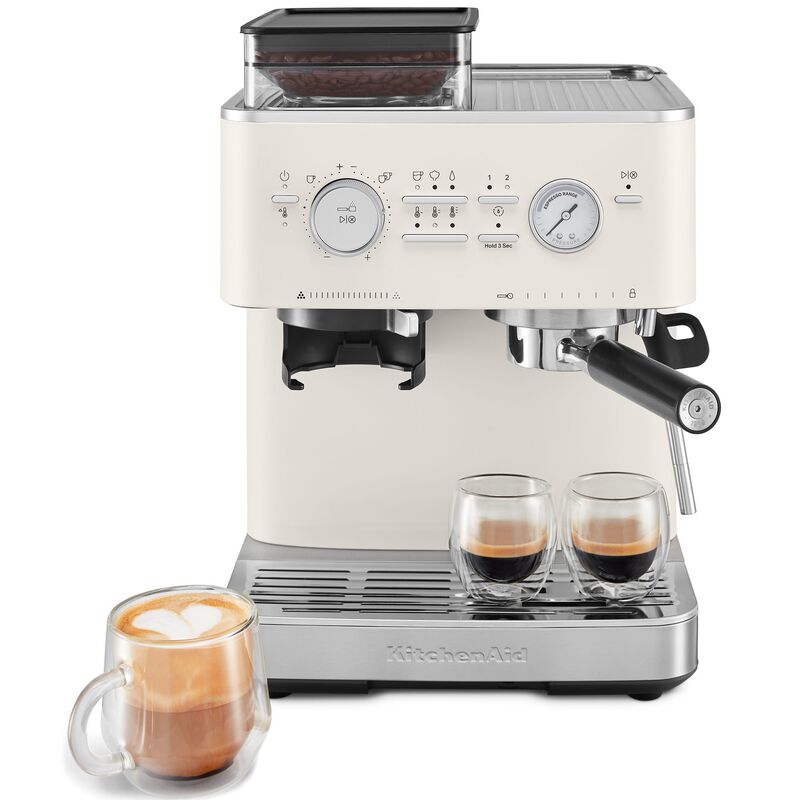 Espressomaskin med kaffekvarn, porcelain white