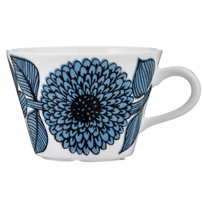 Blå Aster kaffekopp med fat, 15 cl