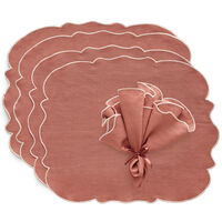 Decotique Gia dækkeserviet hør 45 × 35 cm 2-pak, rosa/hvid