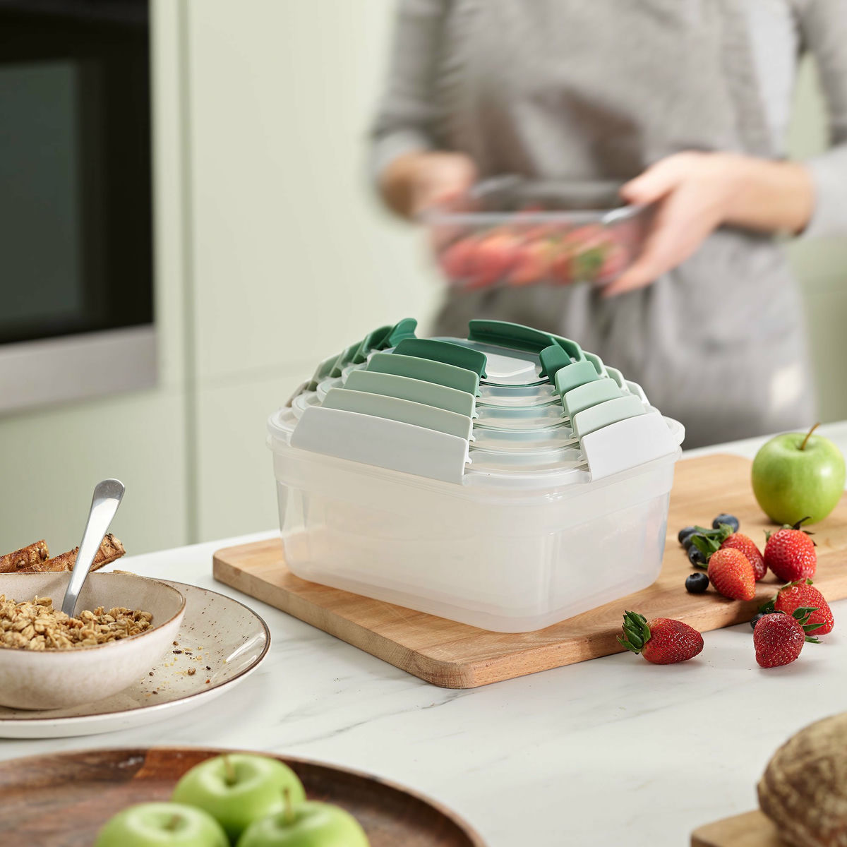 Nest™ Sage förvaring med lock 5 delar, ljusgrön