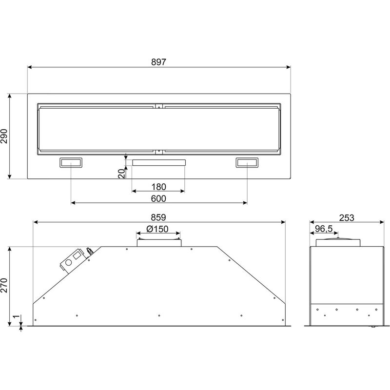KSG9P4X integrerad fläkt 90 cm, rostfritt stål 