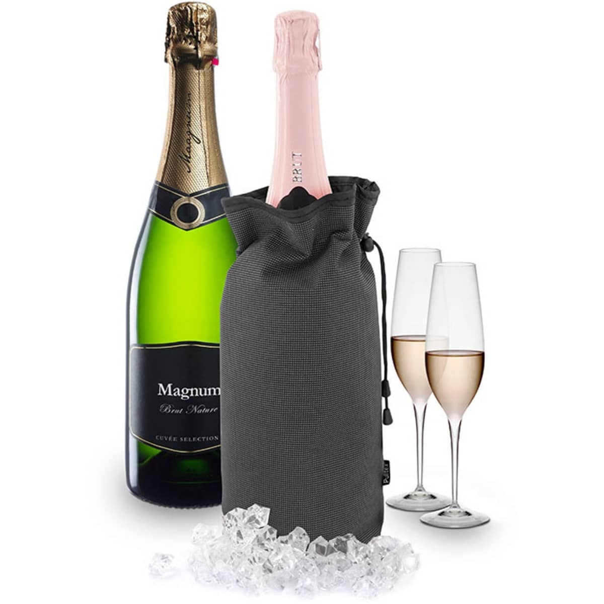 Champagnekylare för magnumflaskor, grå
