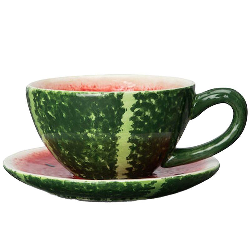 Fruity Watermelon kop med underkop 25 cl, grøn/rød